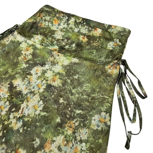 NWOT Y2K Asymmetrical Floral Midi Skirt Sz.M Green Mesh 90s Fairy Grunge Boho - Picture 7 of 11